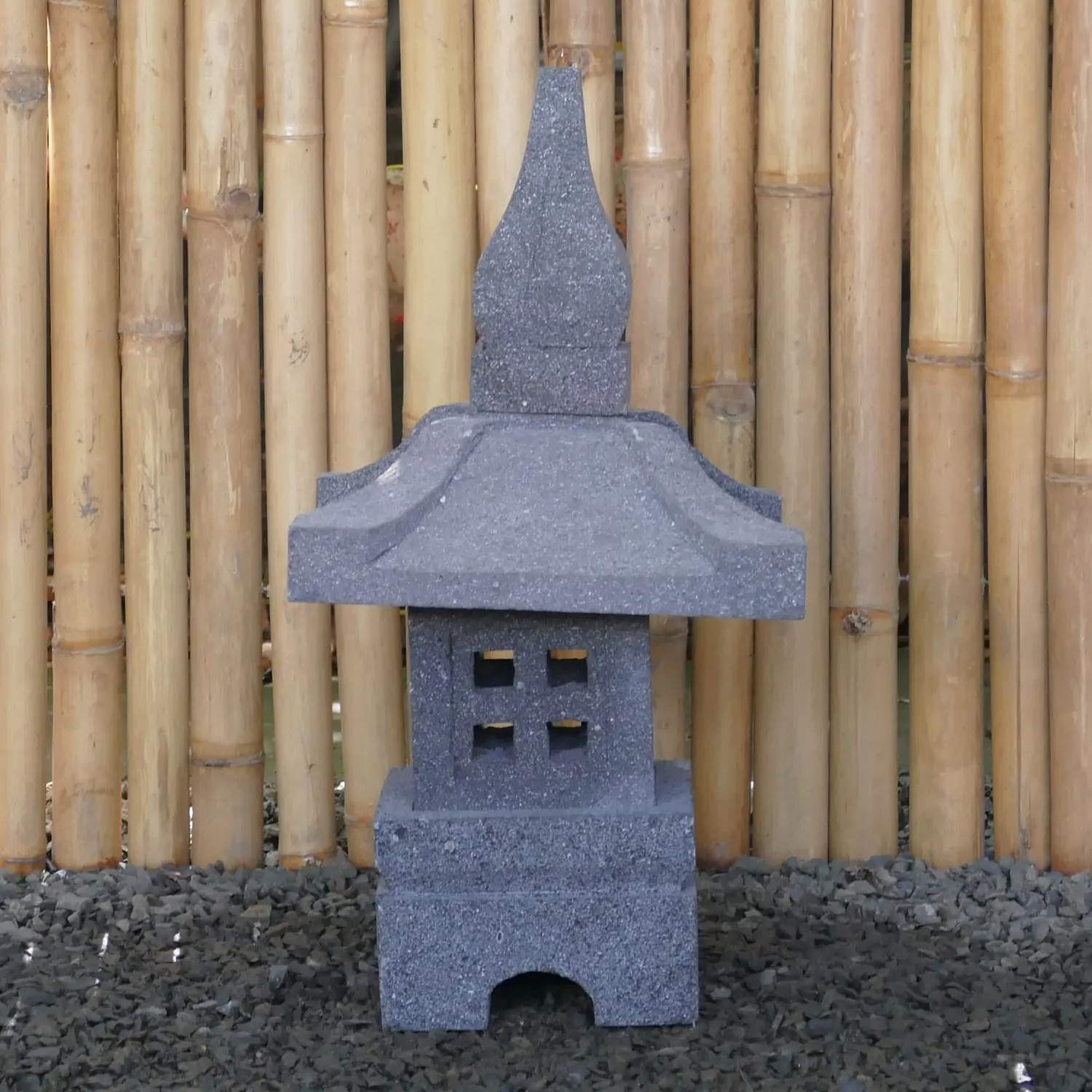  Product image 1 of the product “Japanese style Garden Lantern, made from Andesit Stone. Multipart. 50 cm Height, Roof is 30 cm width. ”
